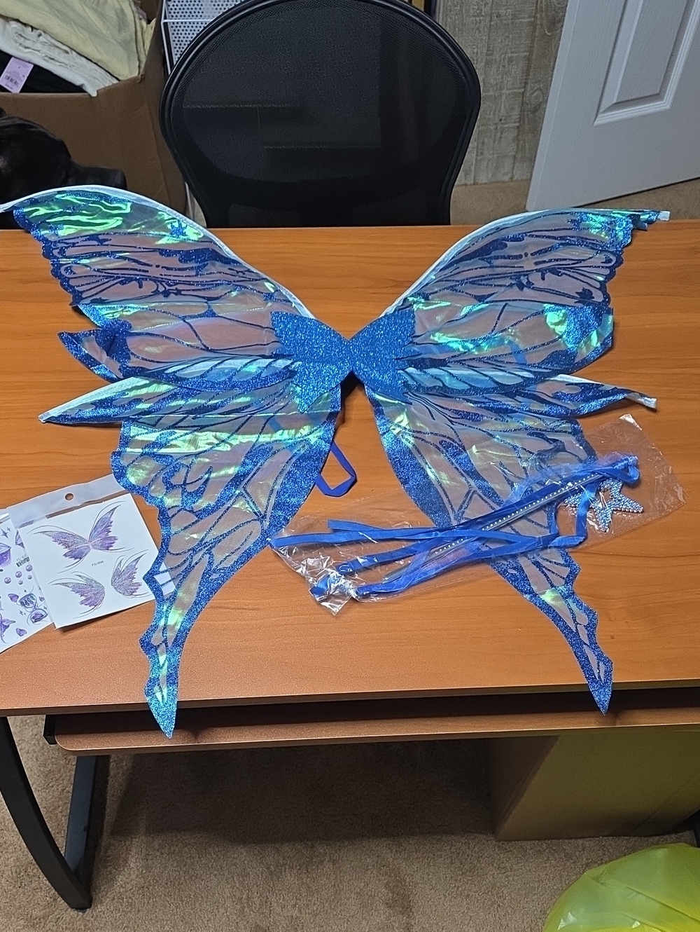 Blue Iridescent Fairy Wings Costume Set